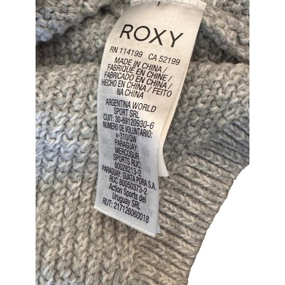 Roxy Gray Textured Knit Pullover Sweater Women’s Sz M Drop Shoulder Slouchy Cozy - Picture 7 of 10